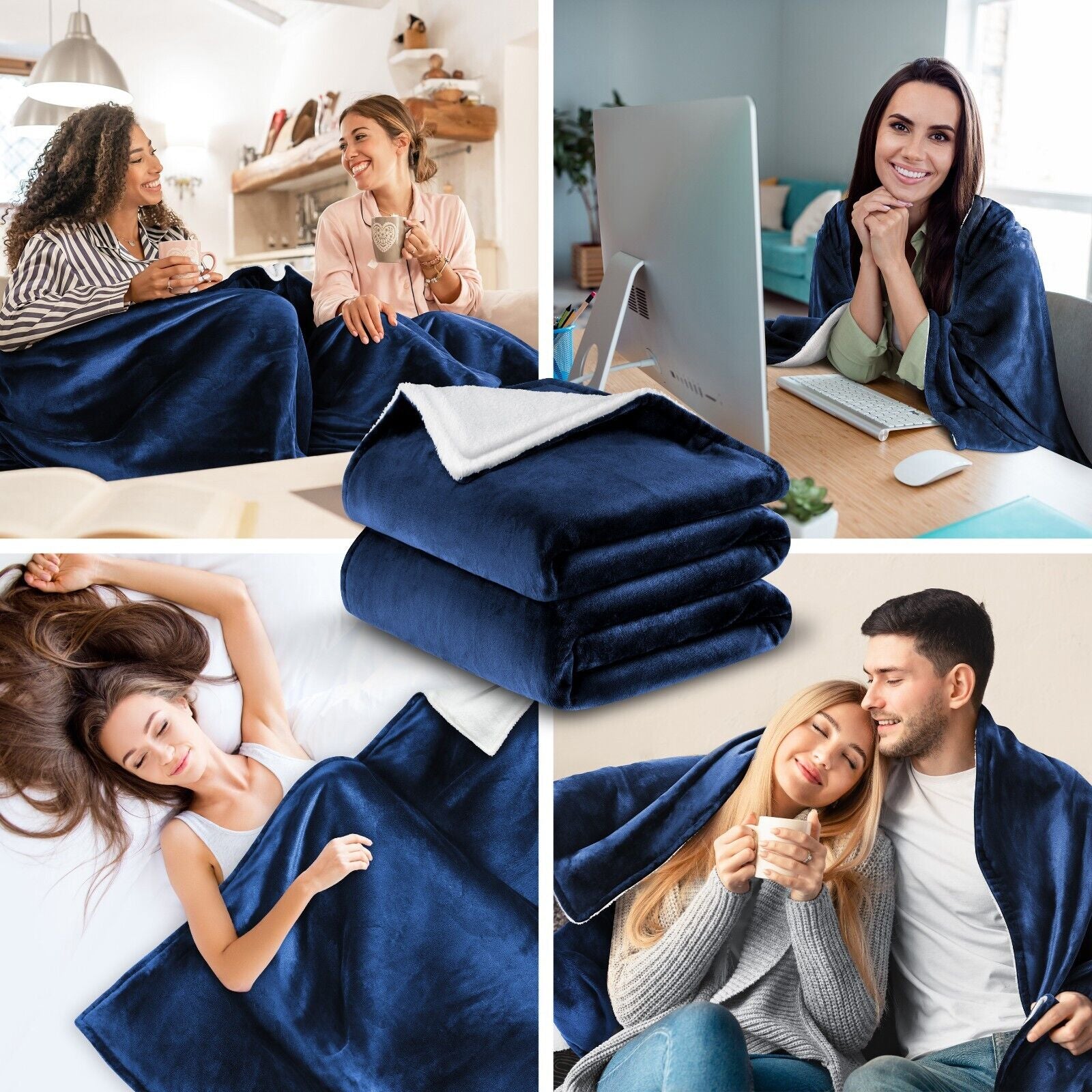 KESSER® Kuscheldecke Flauschig Wohndecke Sherpa Fleece Decke Flanell Bett Sofa