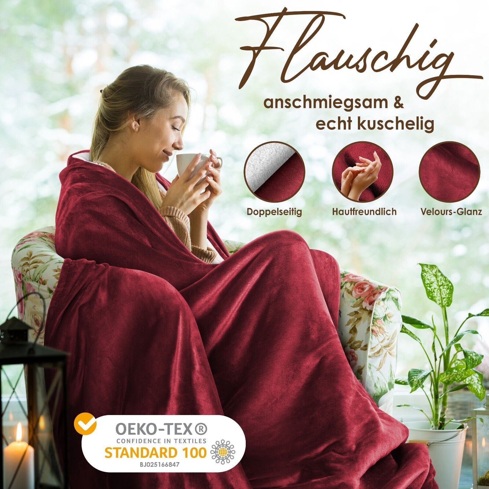 KESSER® Kuscheldecke Flauschig Wohndecke Sherpa Fleece Decke Flanell Bett Sofa