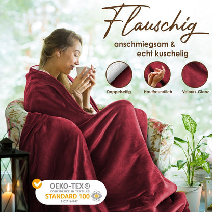 KESSER® Kuscheldecke Flauschig Wohndecke Sherpa Fleece Decke Flanell Bett Sofa