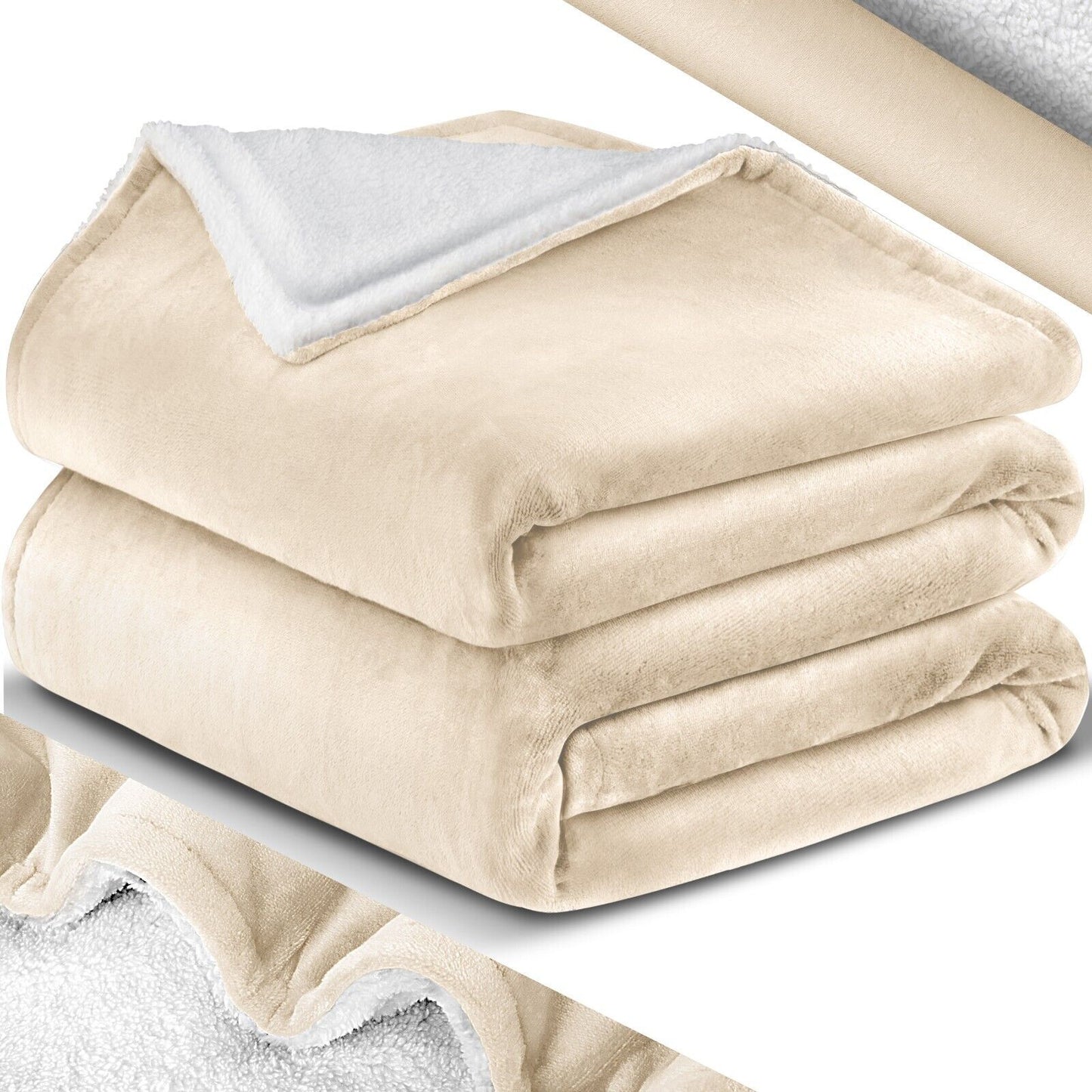 KESSER® Kuscheldecke Flauschig Wohndecke Sherpa Fleece Decke Flanell Bett Sofa