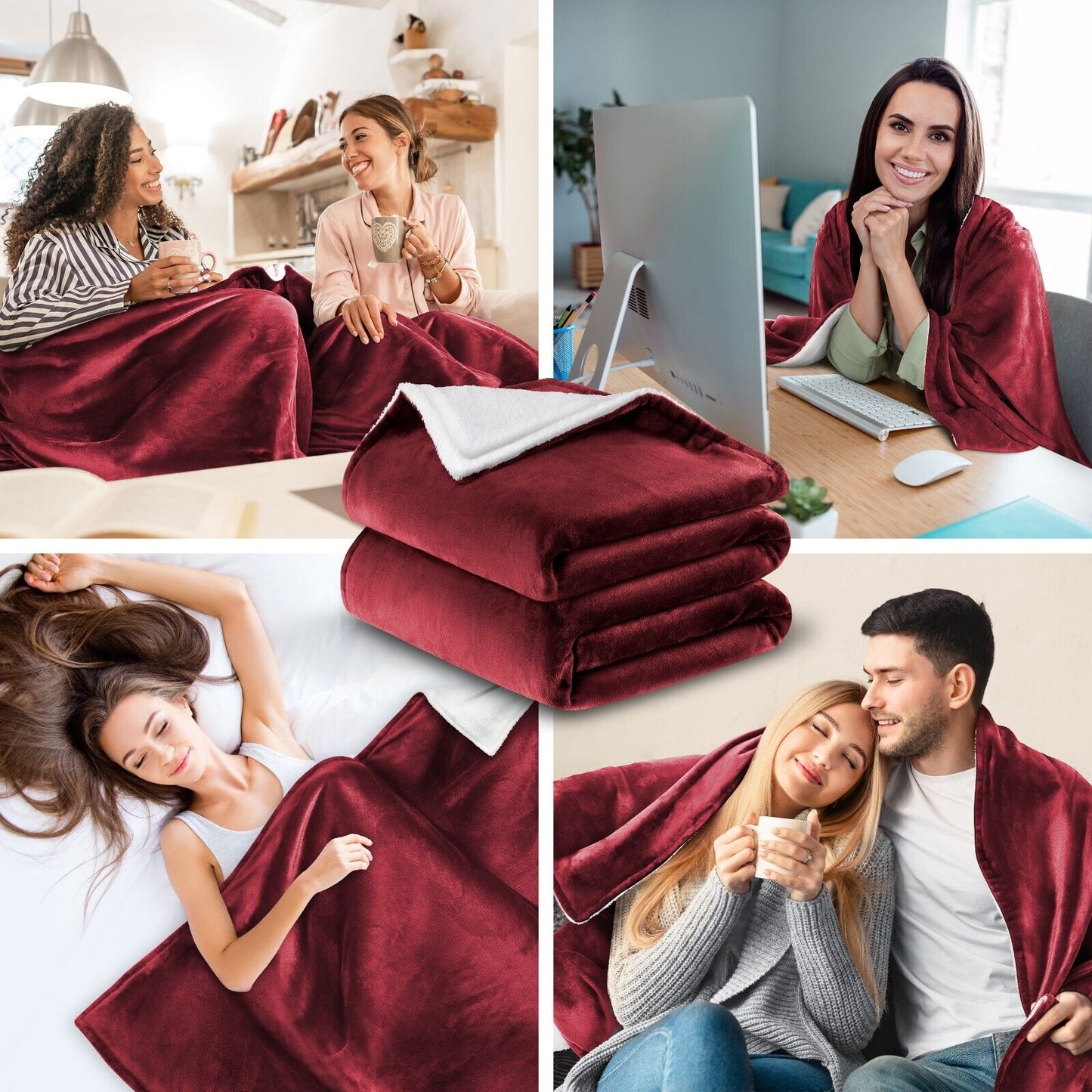 KESSER® Kuscheldecke Flauschig Wohndecke Sherpa Fleece Decke Flanell Bett Sofa