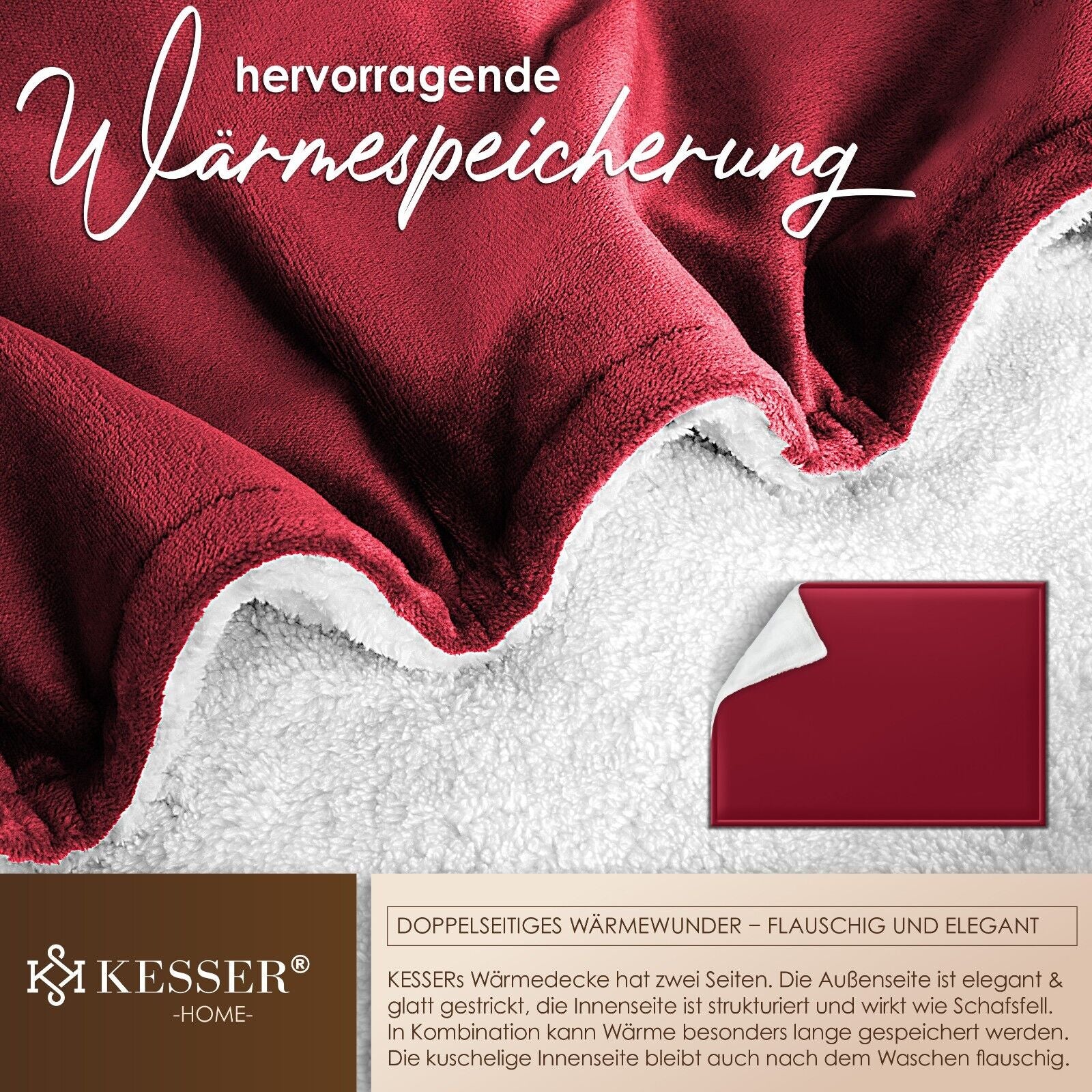 KESSER® Kuscheldecke Flauschig Wohndecke Sherpa Fleece Decke Flanell Bett Sofa