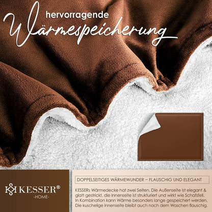 KESSER® Kuscheldecke Flauschig Wohndecke Sherpa Fleece Decke Flanell Bett Sofa