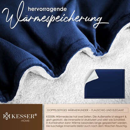 KESSER® Kuscheldecke Flauschig Wohndecke Sherpa Fleece Decke Flanell Bett Sofa