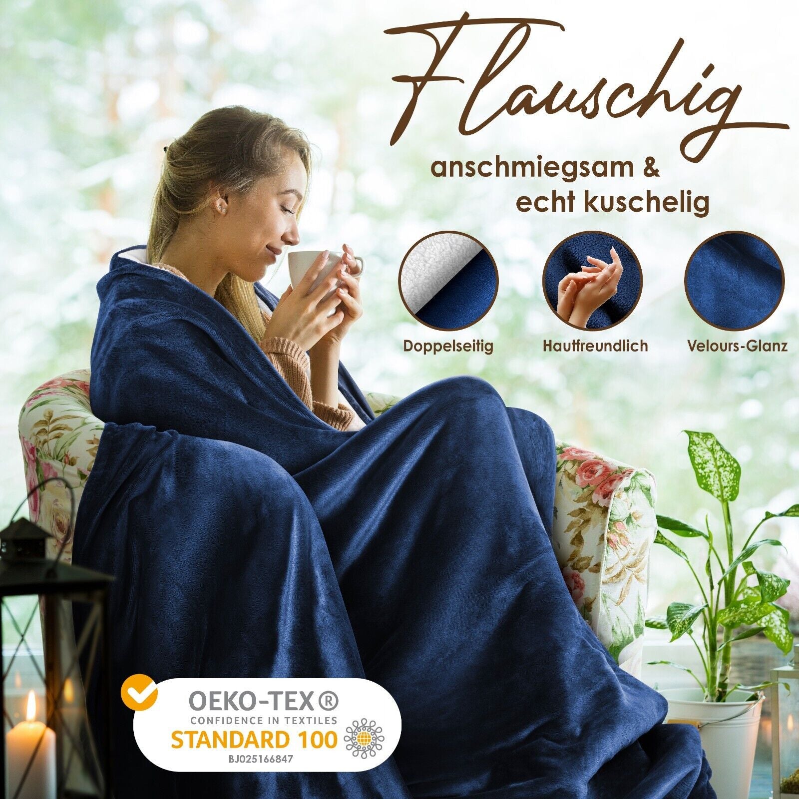 KESSER® Kuscheldecke Flauschig Wohndecke Sherpa Fleece Decke Flanell Bett Sofa